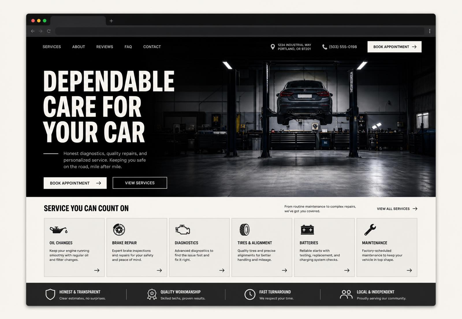 Auto Repair website concept preview