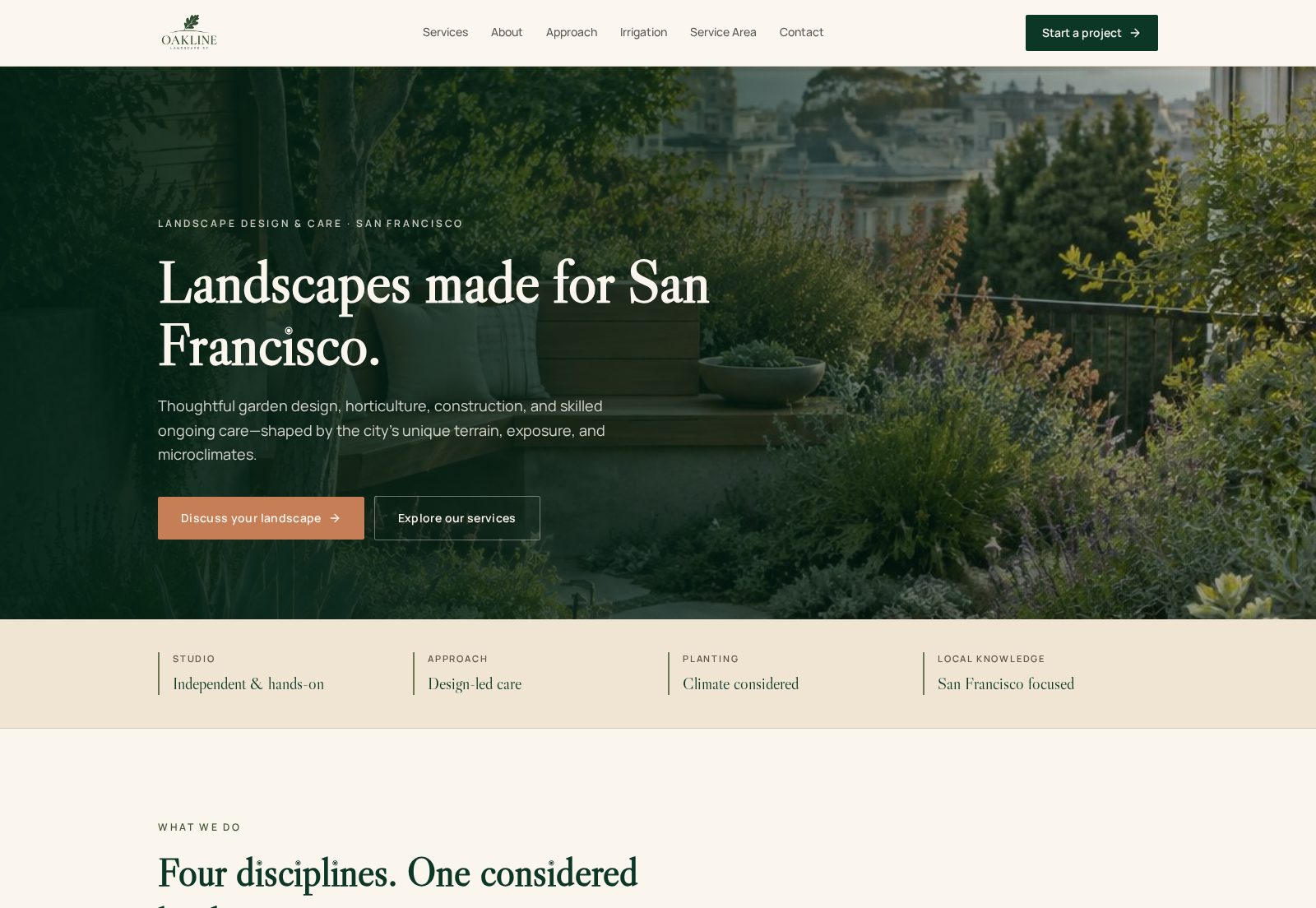 Oakline Landscape SF website concept preview